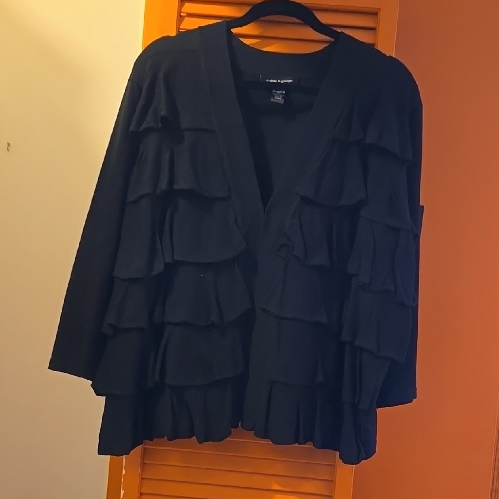 Black Ruffled Cardigan